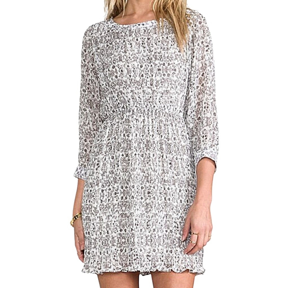 Anine Bing Knife Pleat Chiffon Floral Mini Dress Women's Small Like New
